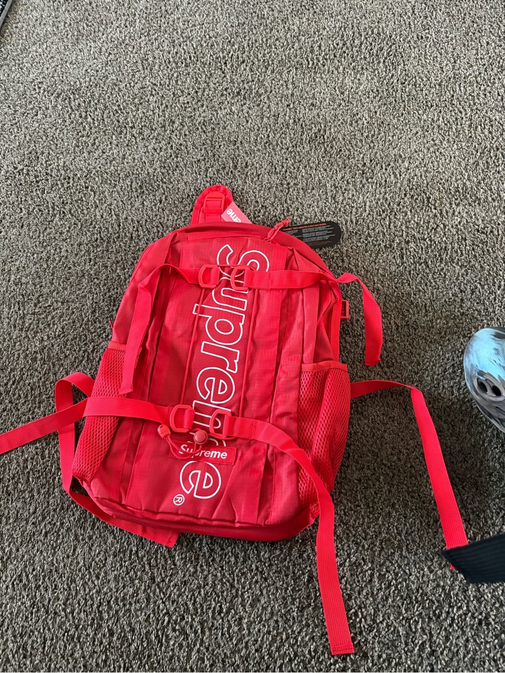 Supreme Bright Red Vertical Logo Backpack